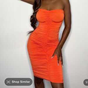 Orange midi dress